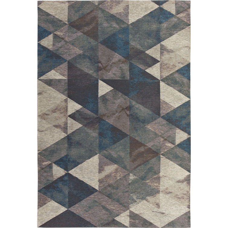 Ebern Designs Poularies Deco Flatweave Grey/Blue Rug Wayfair.co.uk